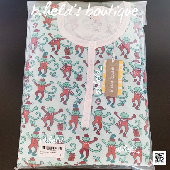 Roller Rabbit Monkey Mas Pajamas in Mint Green Size Small (S) Brand New NWT - Picture 16 of 17